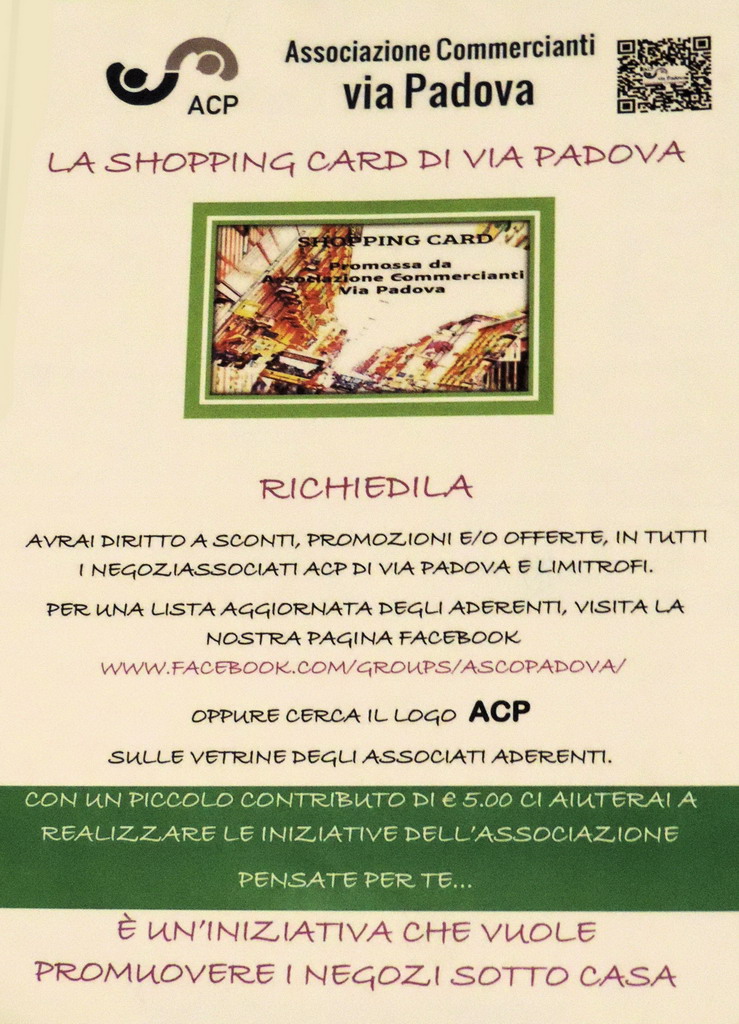Shopping Card Via Padova del Supermercato della Carta Milano